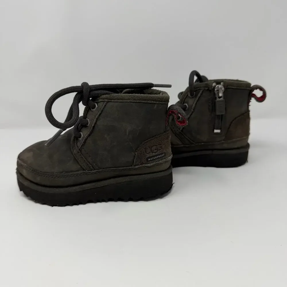 UGG Kids Waterproof Lace Up Boots Black Brown Size 7T